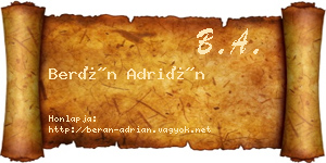 Berán Adrián névjegykártya