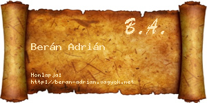 Berán Adrián névjegykártya